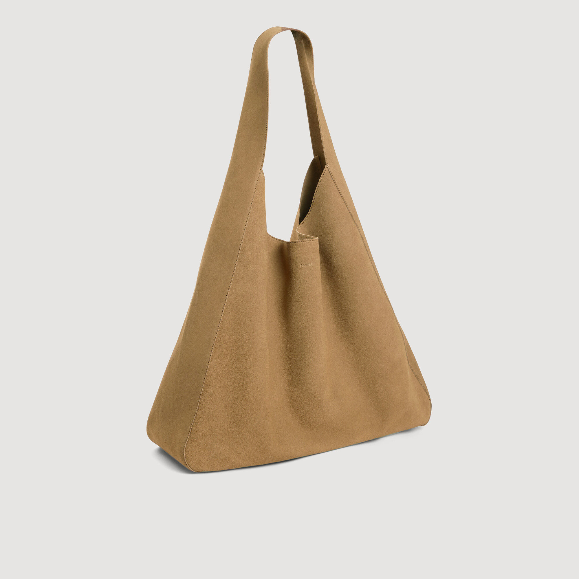 Logo split leather hobo bag
