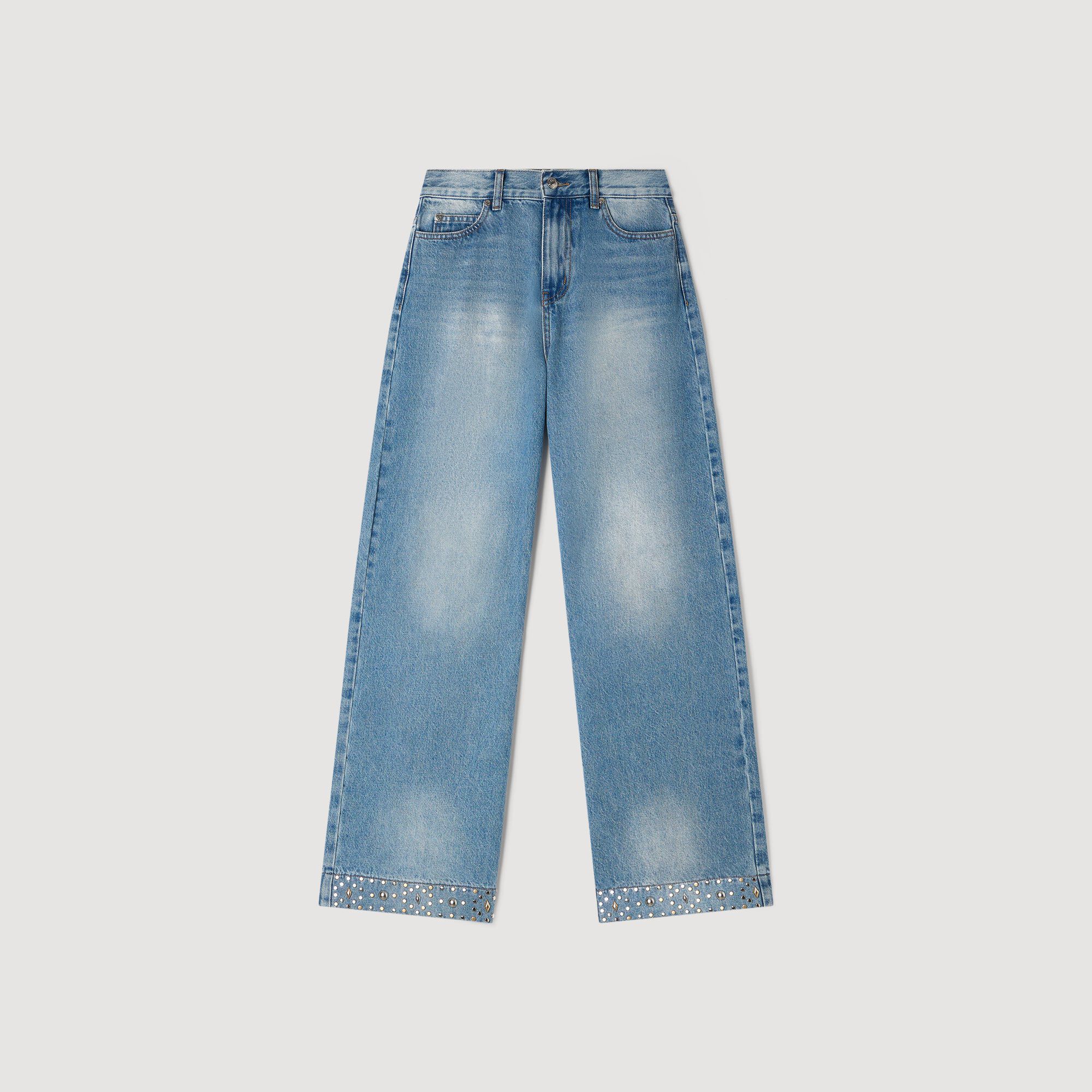 Rhinestone straight-leg jeans