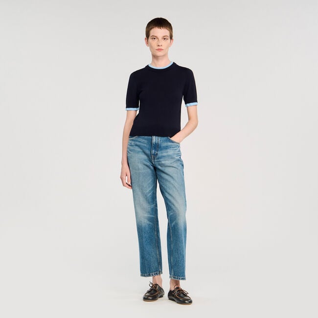 Two-tone cropped jumper