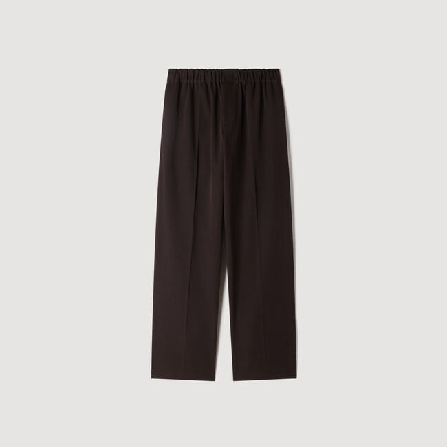 Wide-leg elastic waist trousers
