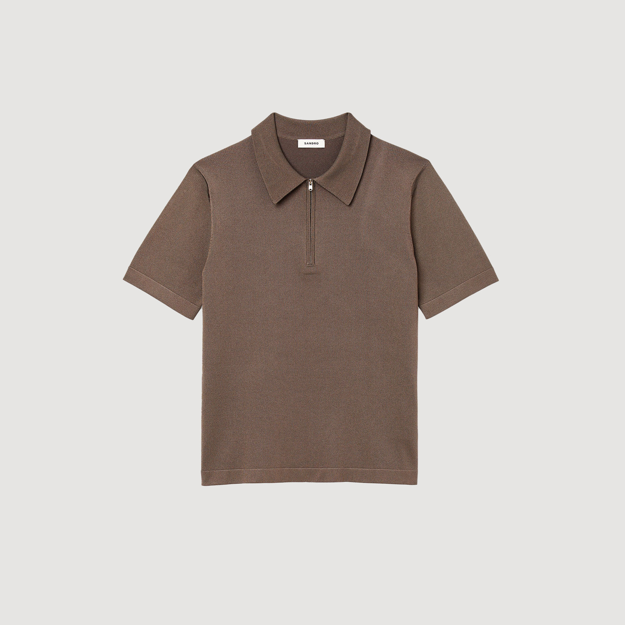 Knitted polo shirt with zip collar