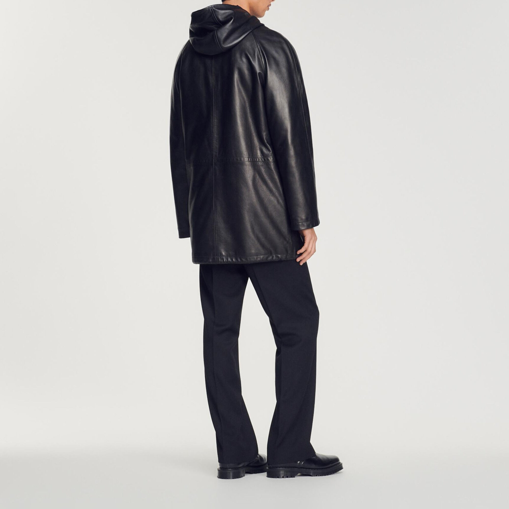 Lambskin leather parka
