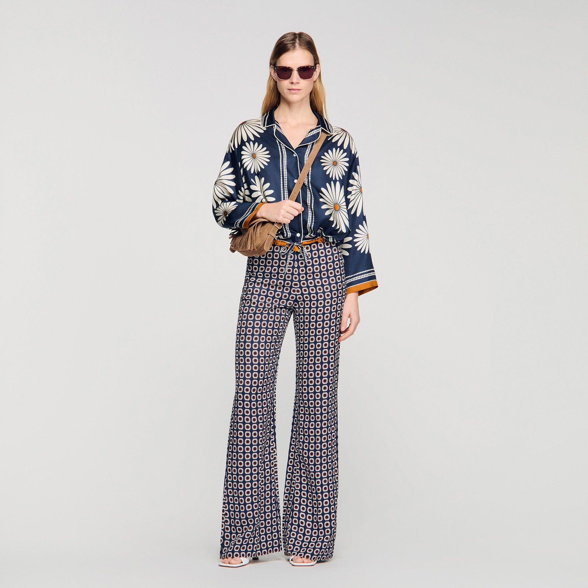 Floral print silk shirt