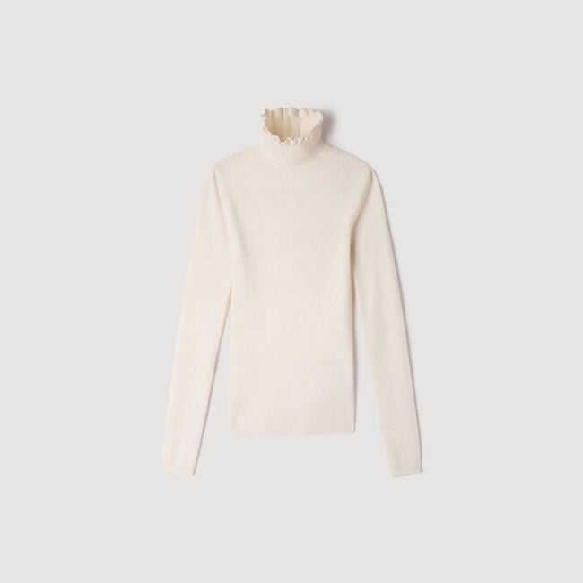 Ruffled roll-neck wool jumper - Women | Sandro