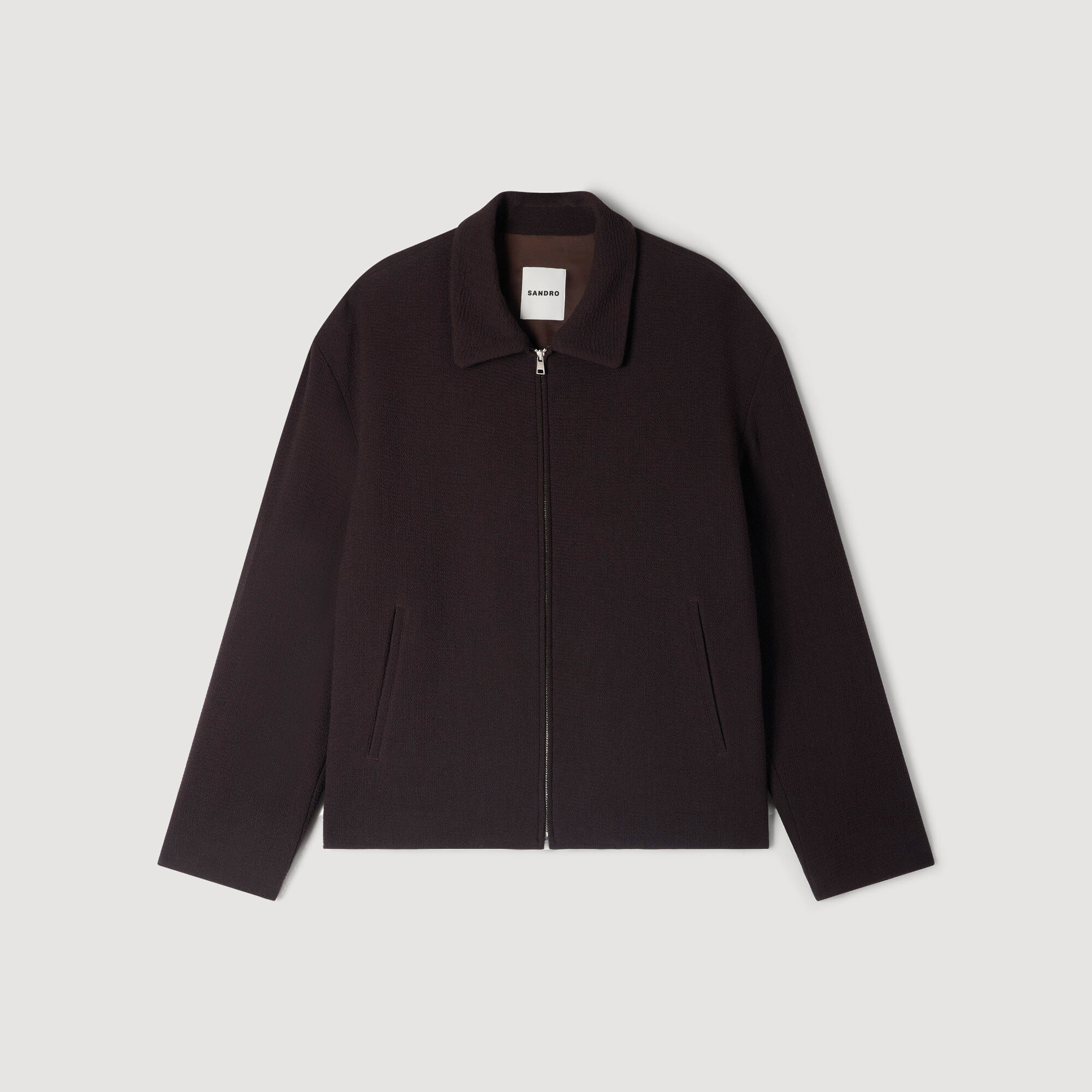 Waffled regular collar zip jacket