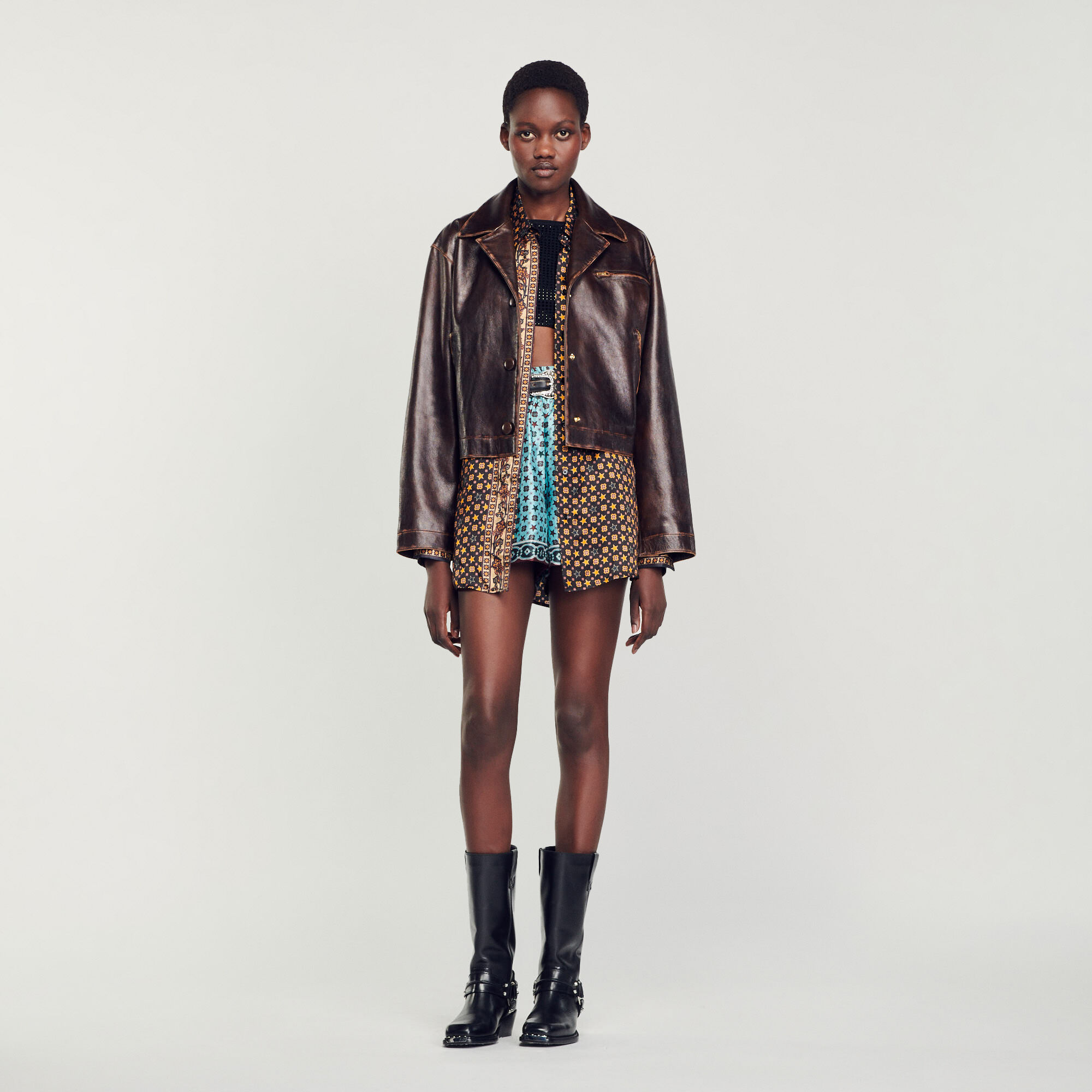 Sandro leather jacket hotsell