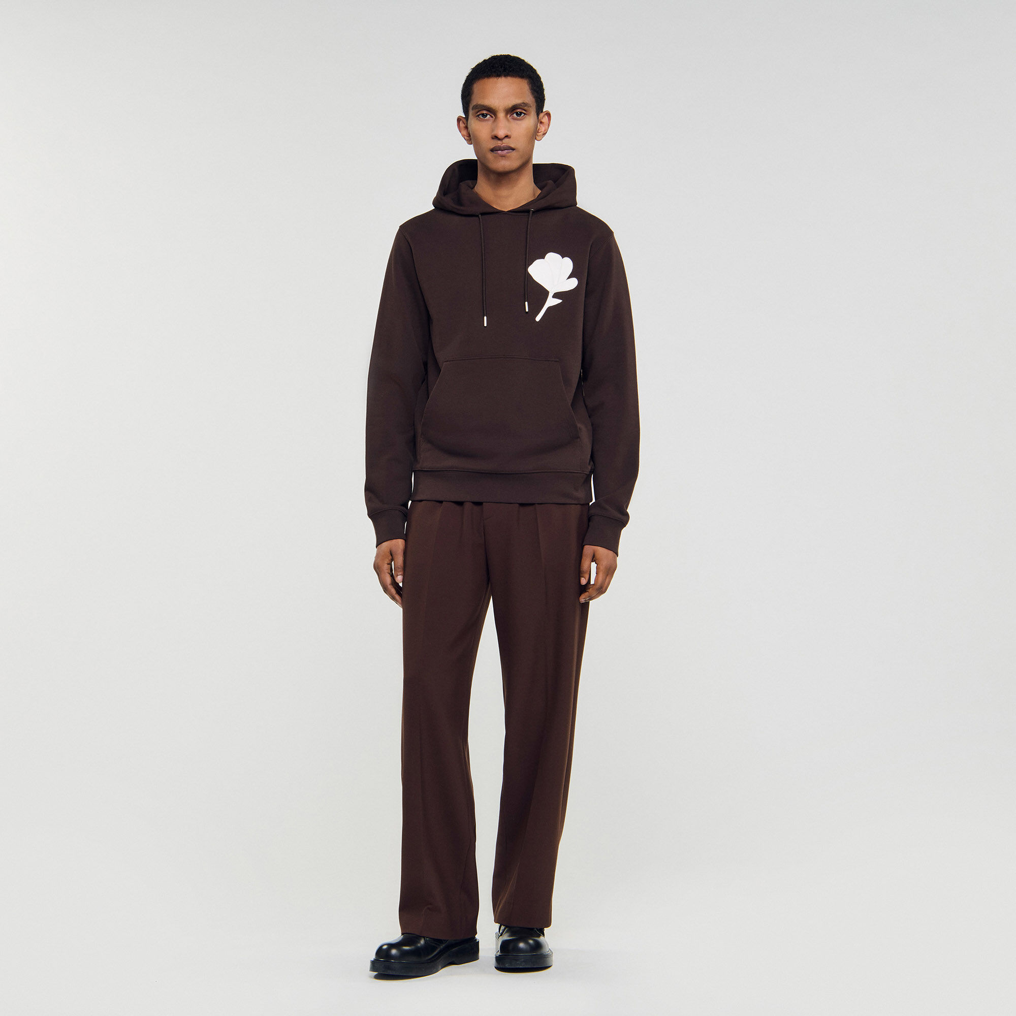 Sweatshirt with flower patch brown for Men | Sandro Paris