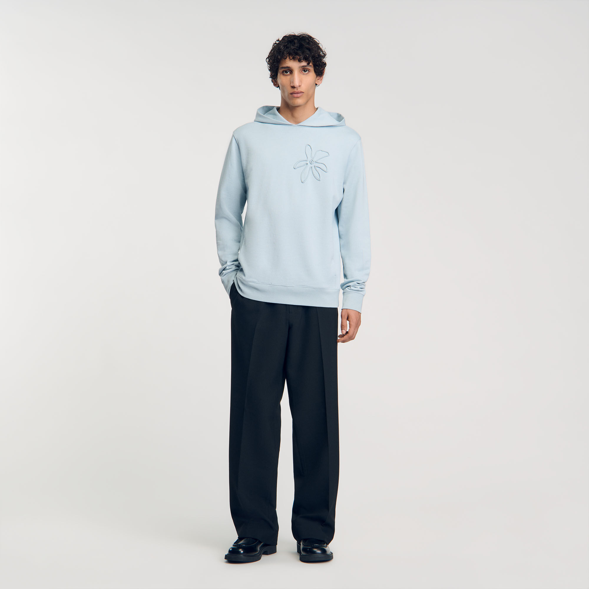 Floral hoodie blue for Men Sandro Paris