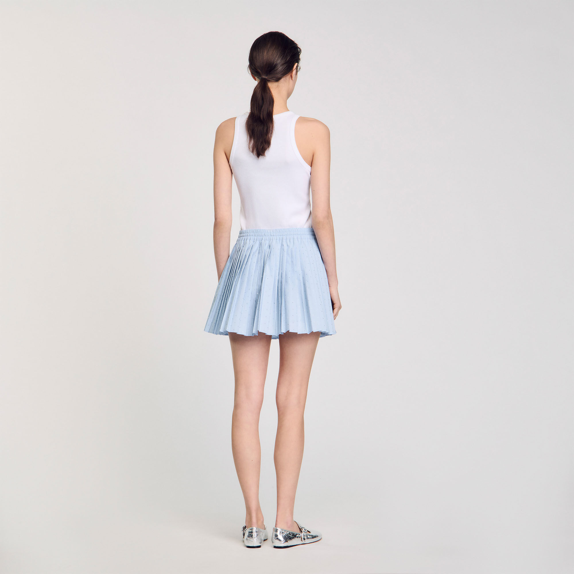 Short pleated rhinestone skirt
