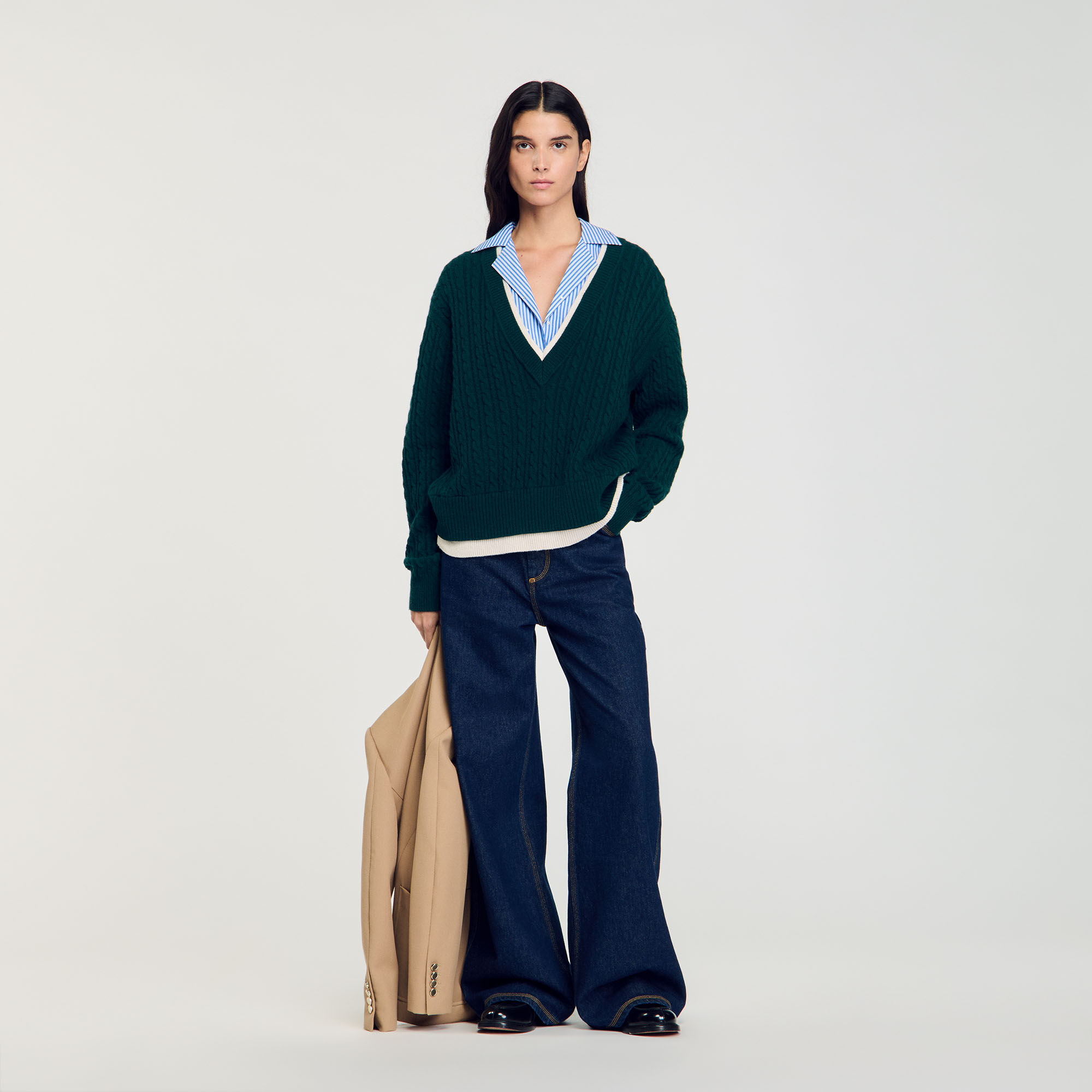 激安先着 effect Layered knit Paris Sandro | Women For green jumper トップス