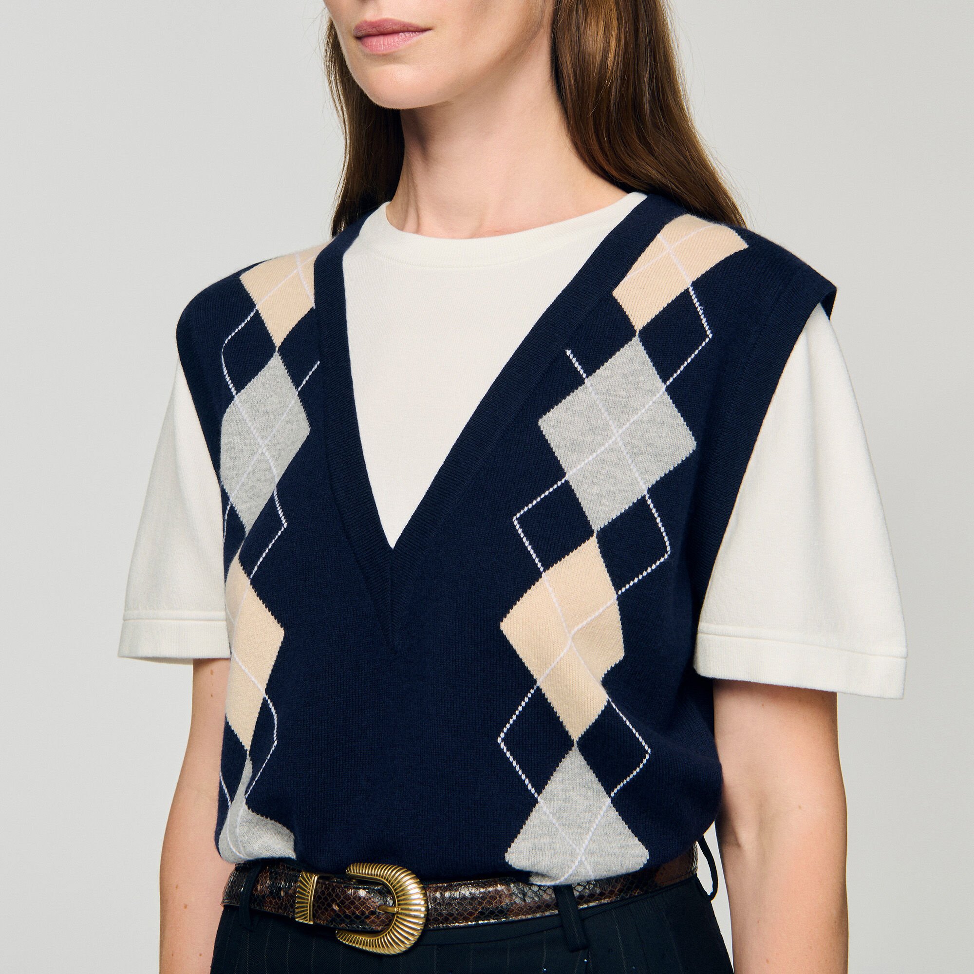 Argyle layered effect jumper