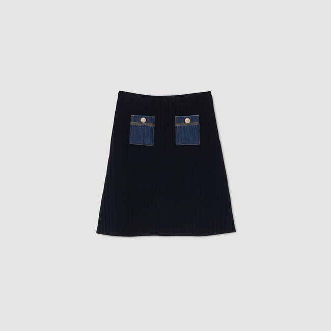 Short knit and denim skirt