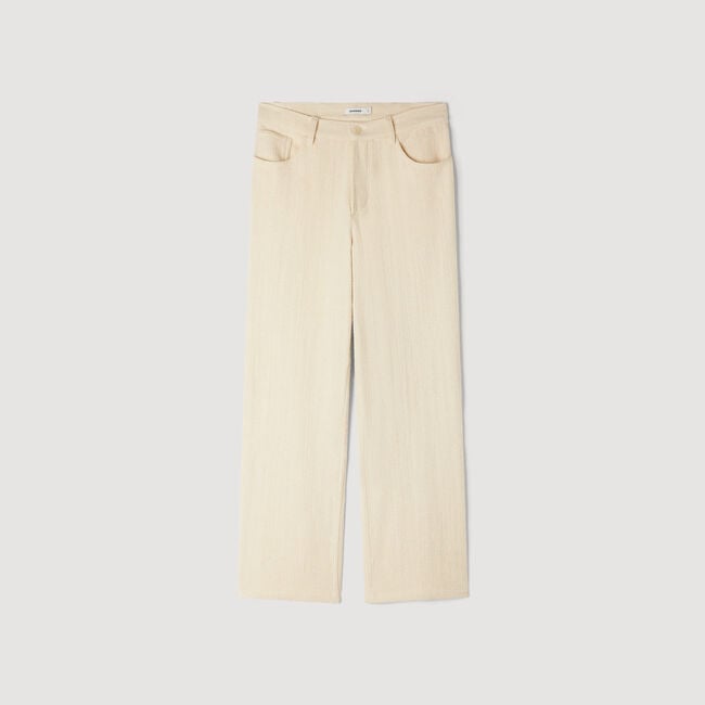 Wide-leg cotton trousers