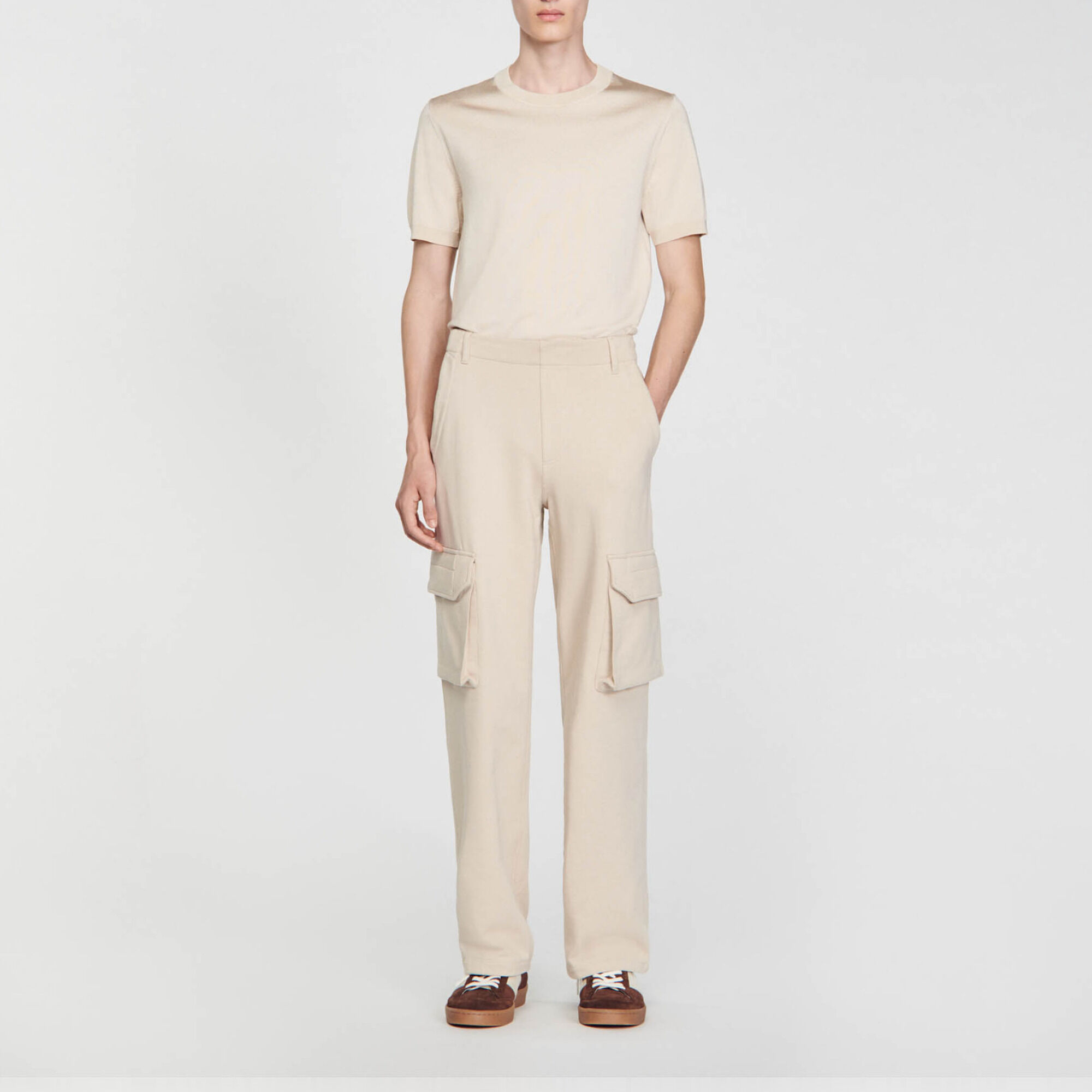Beige jogging bottoms on sale