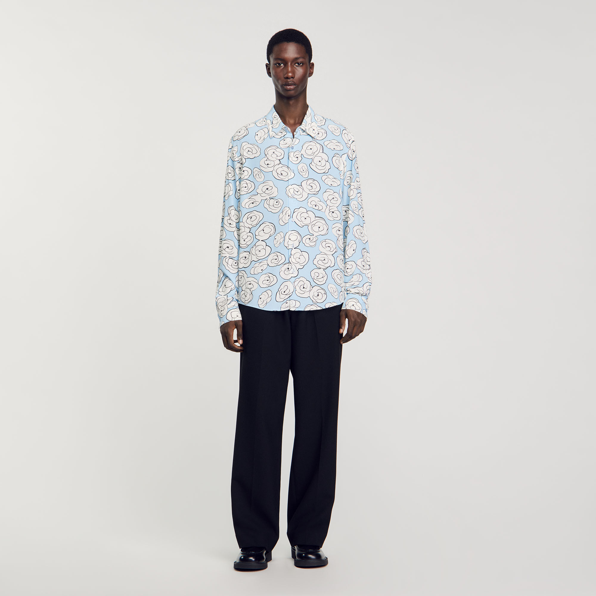 Camellia motif shirt