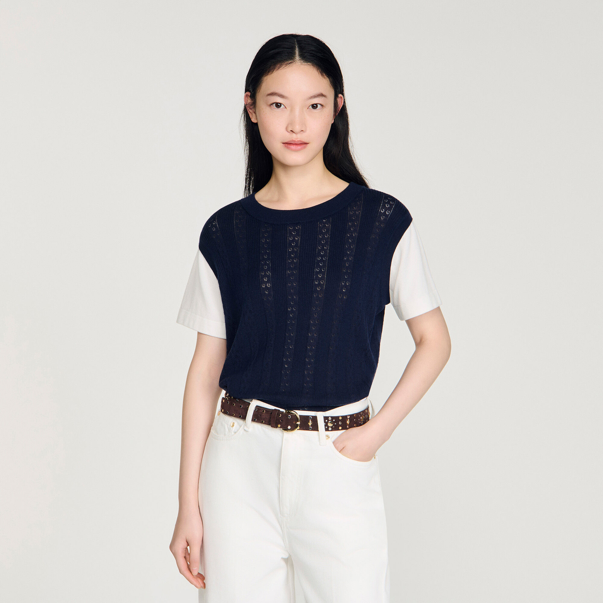 Pointelle knit jumper