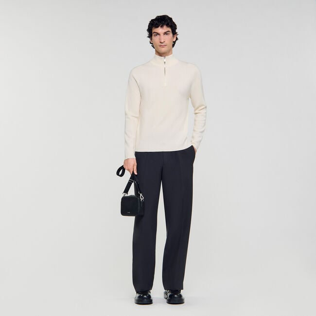 Wool jumper with zip collar