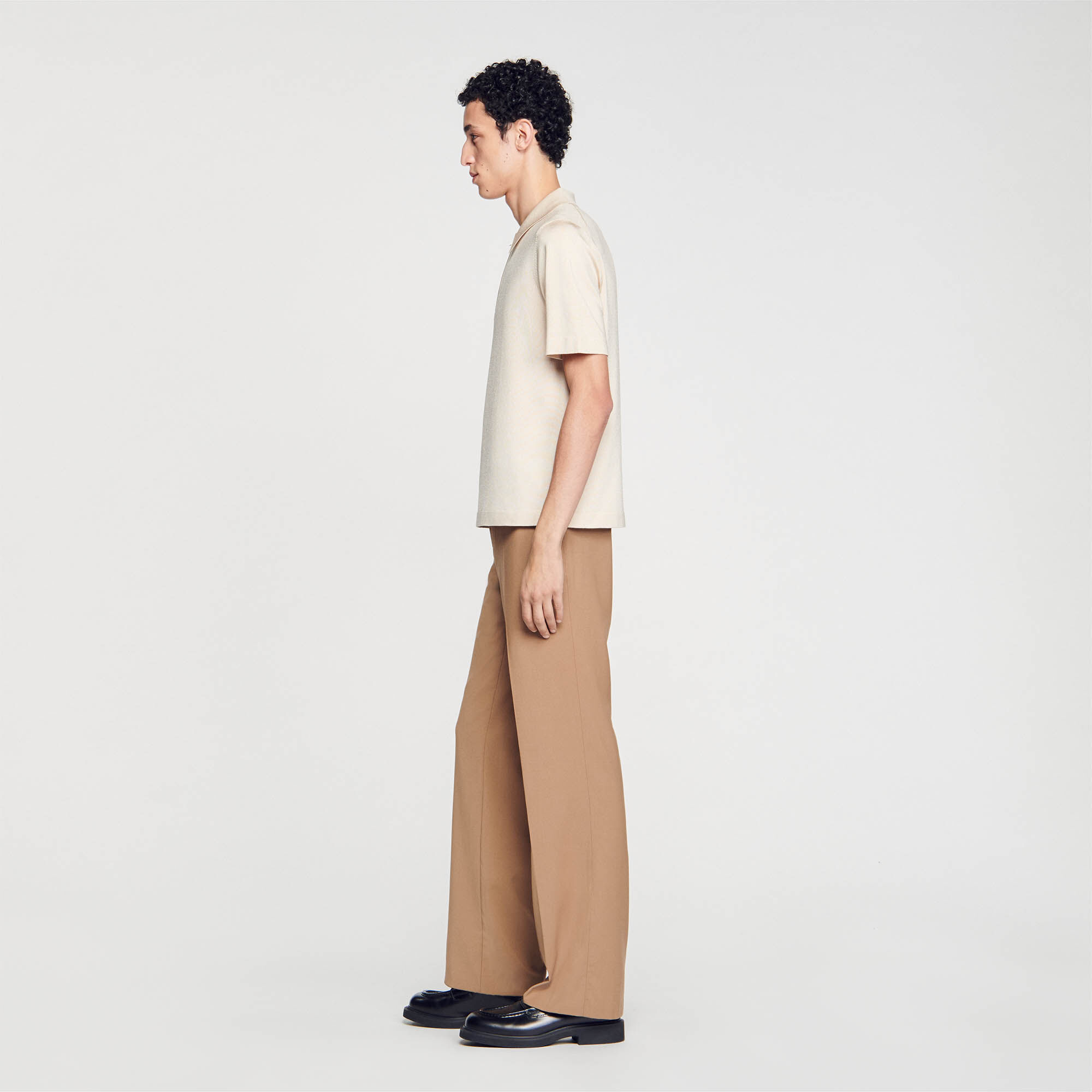 Knitted polo shirt with zip collar
