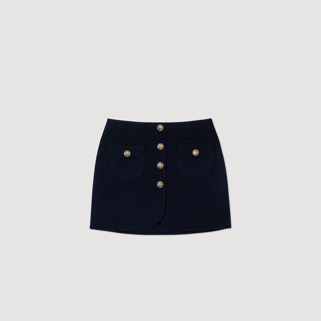 Double-faced short wool skirt