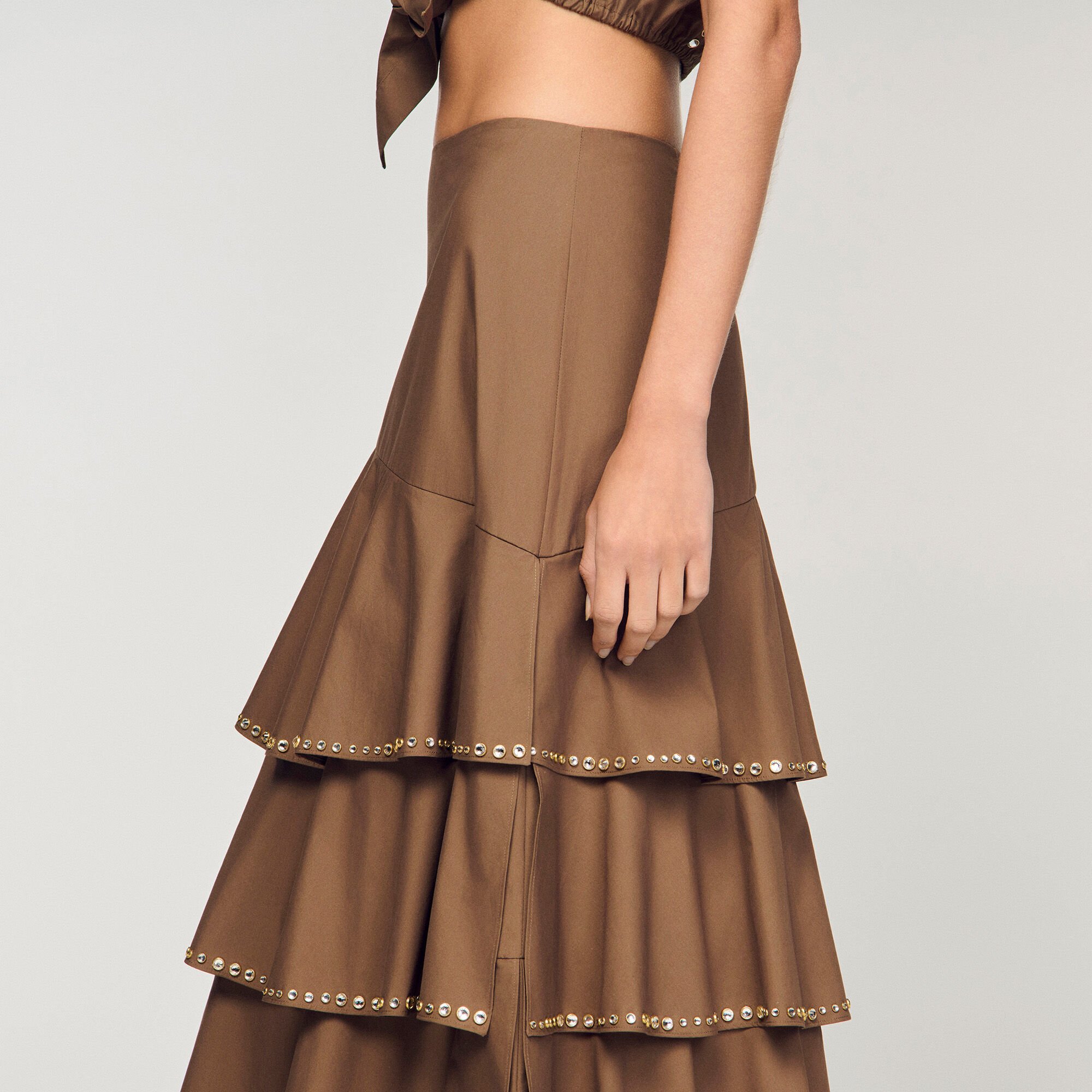 Long ruffled rhinestone skirt