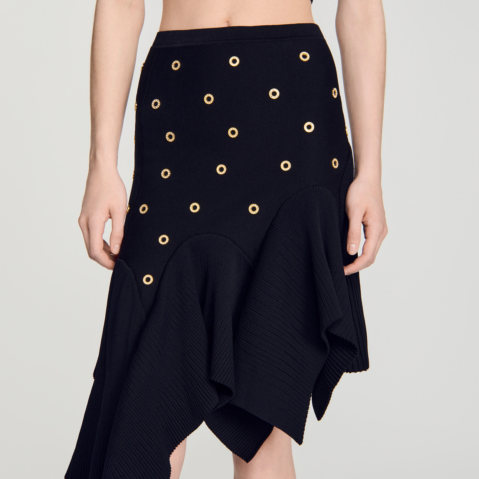 Studded knit skirt