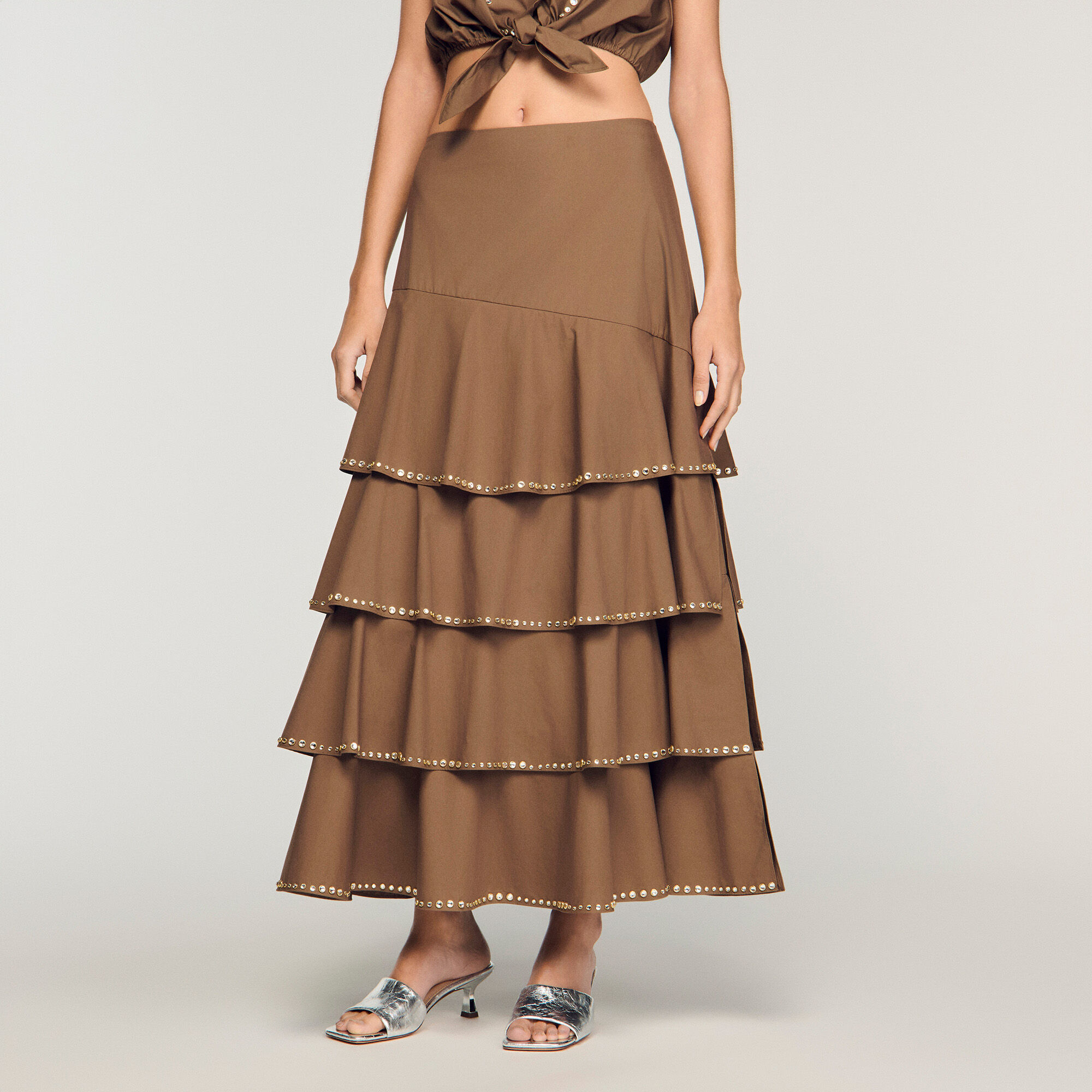 Long ruffled rhinestone skirt