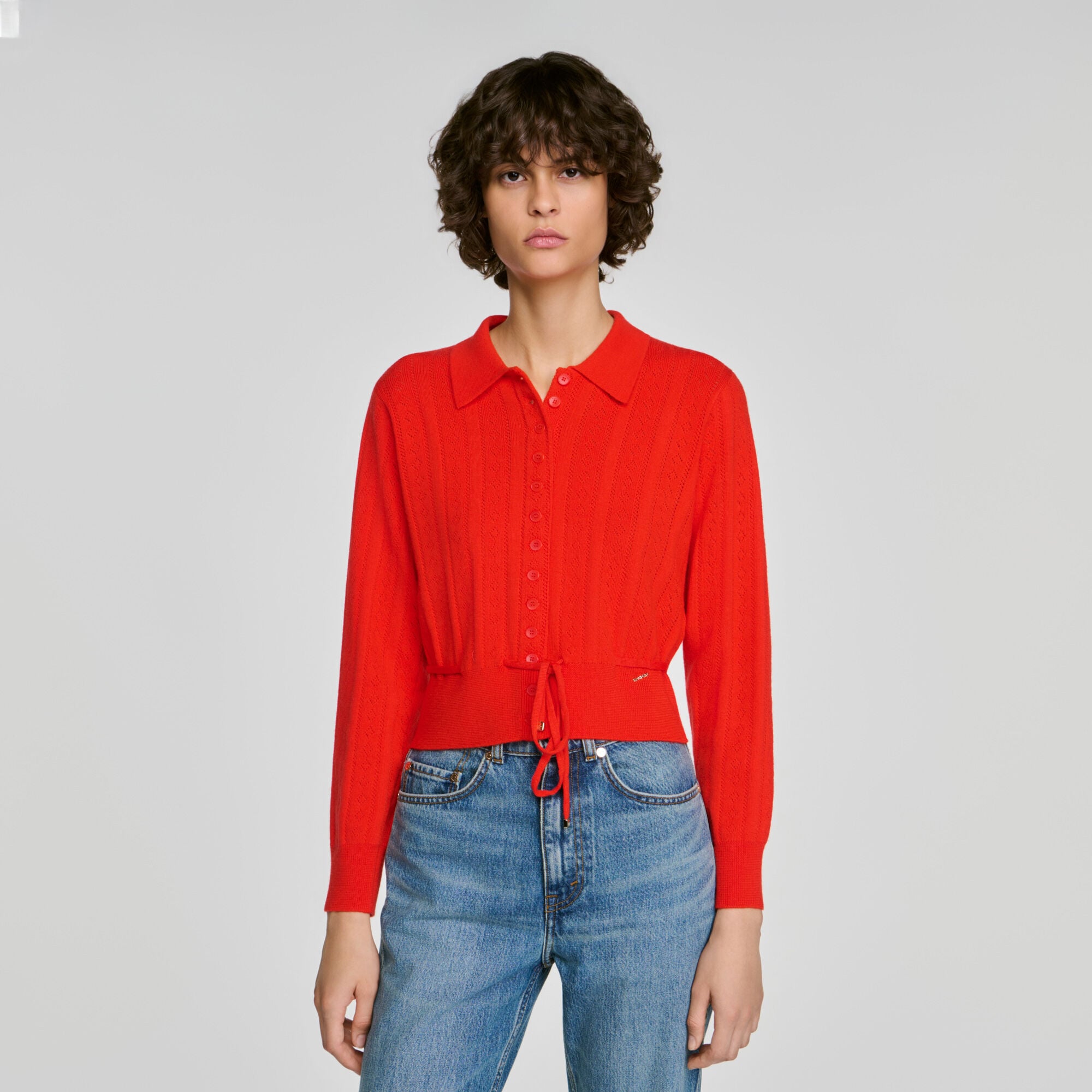 Pointelle knit cardigan