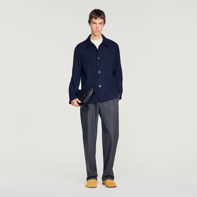 Buttoned wool worker jacket