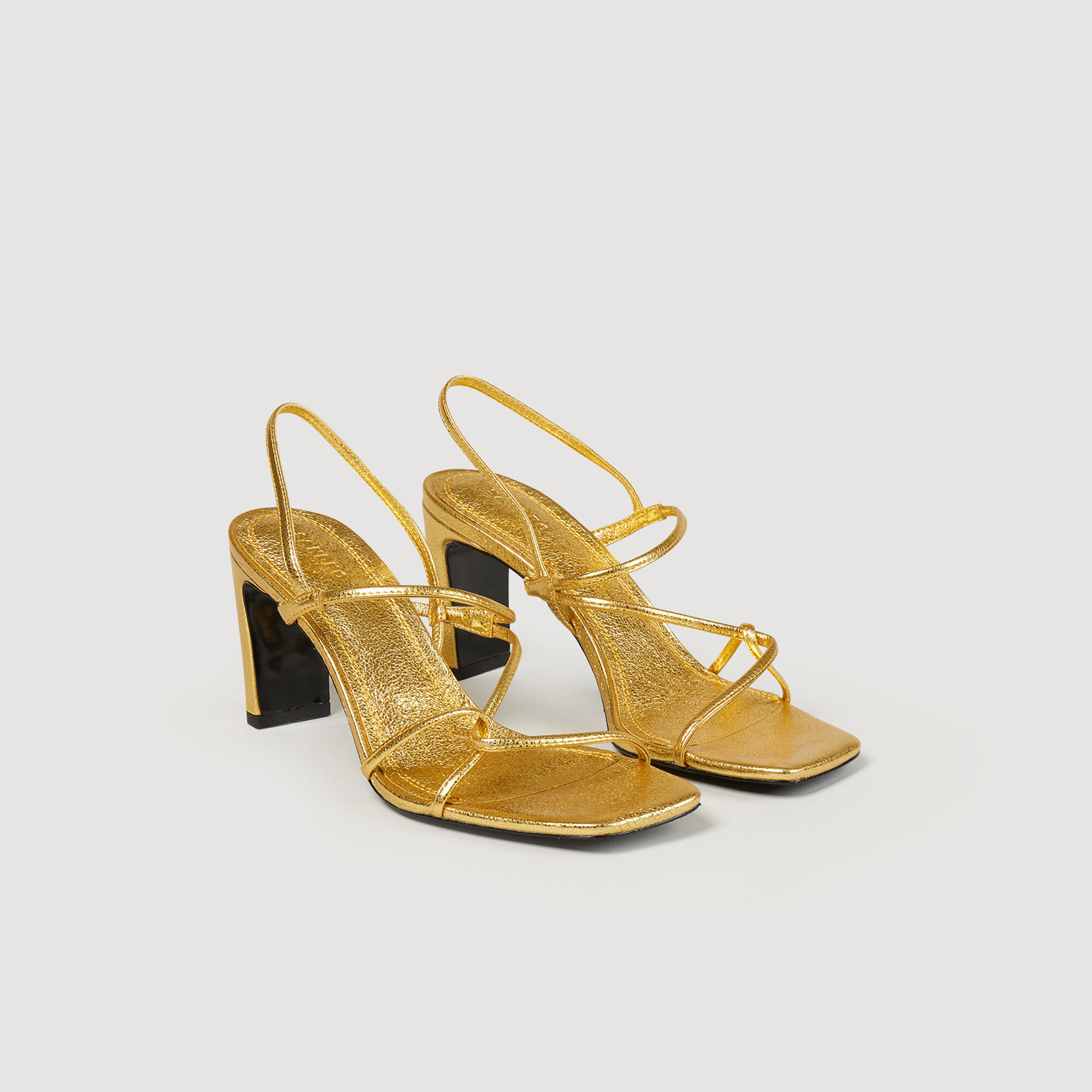 Embossed leather sandals white beige For Women Sandro Paris