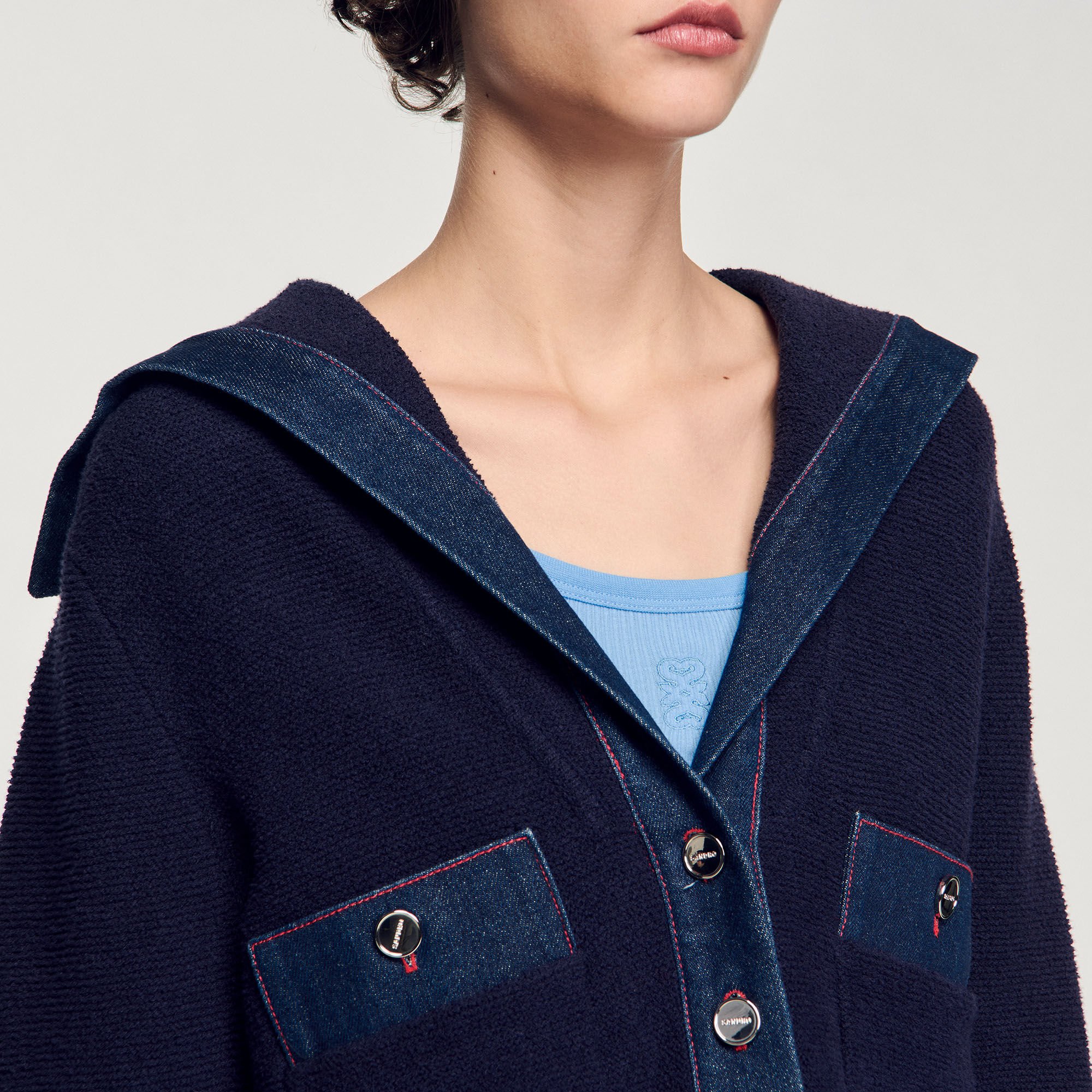Cardigan with denim details