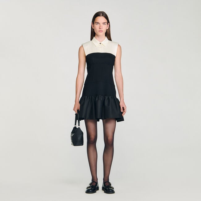 Short two-tone ruffled dress