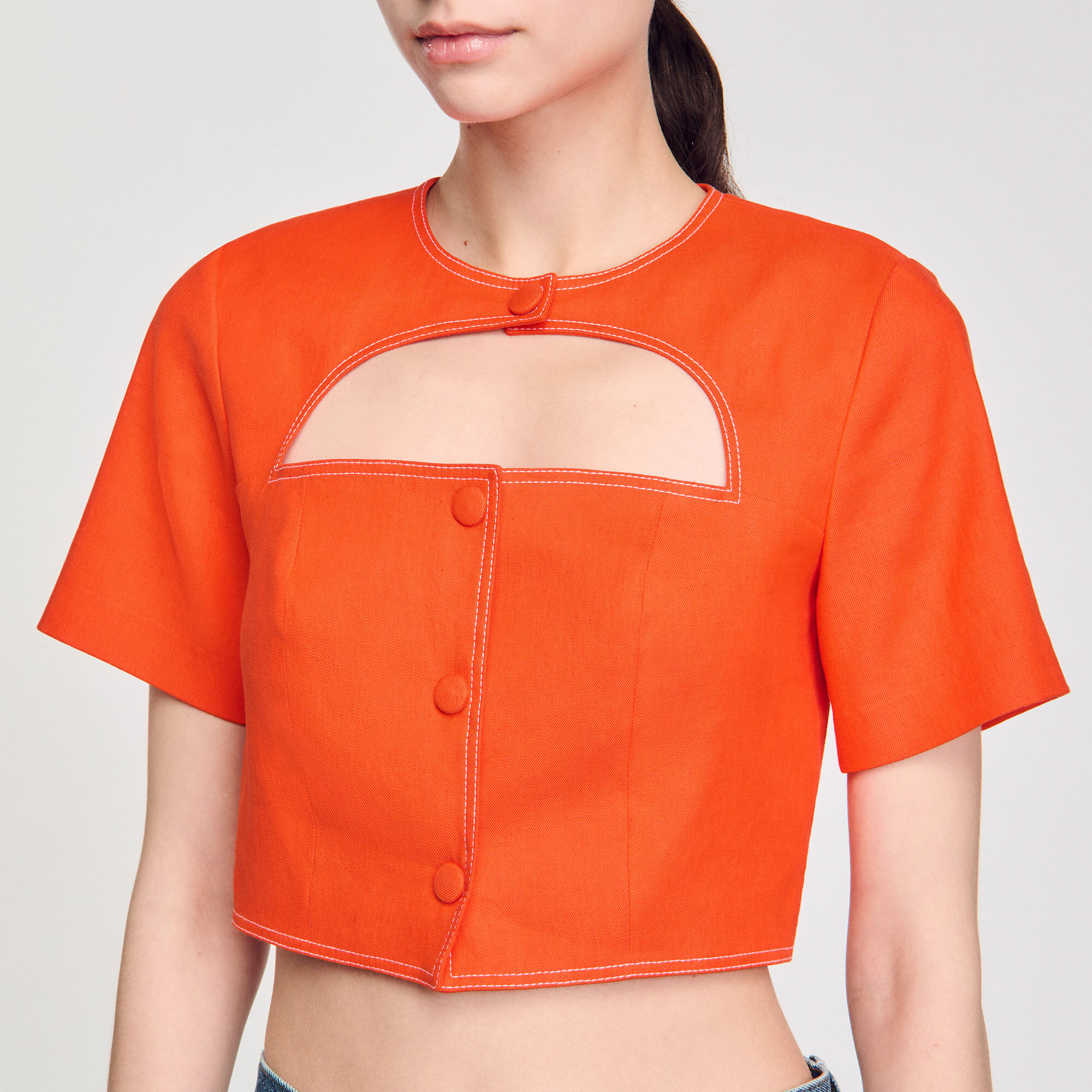Crop top with cutaway design