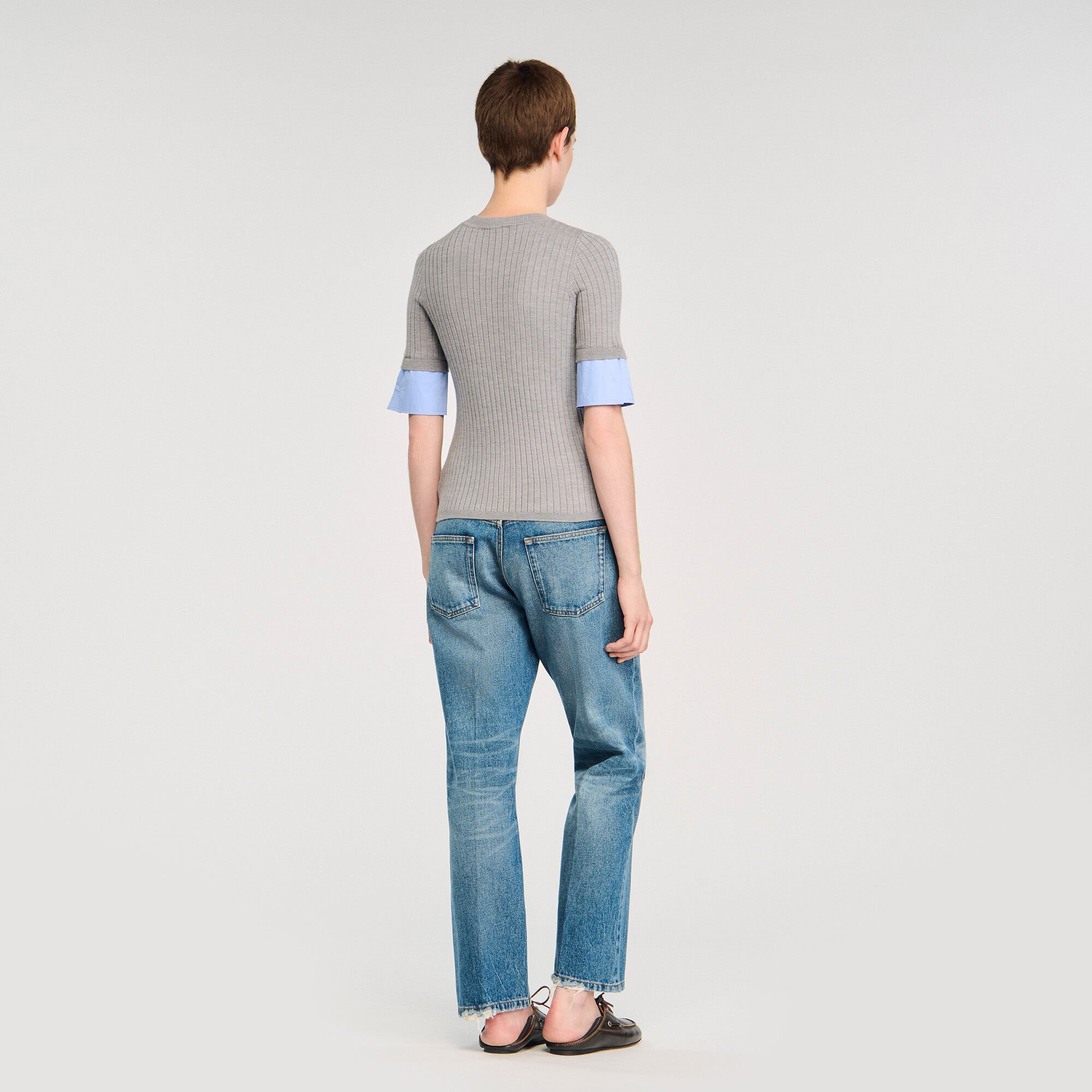 Jumper with contrast short sleeves