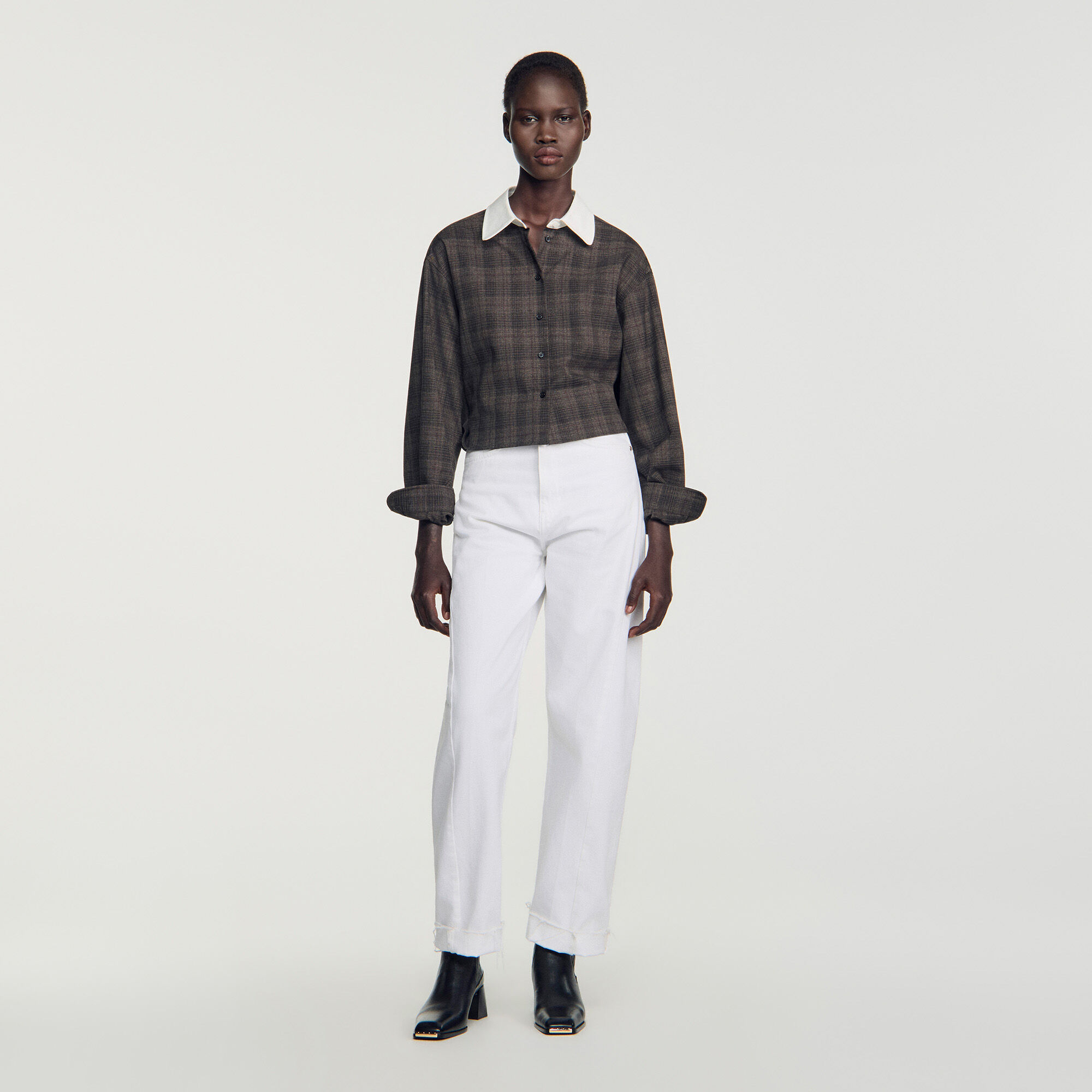 Check shirt with contrast collar