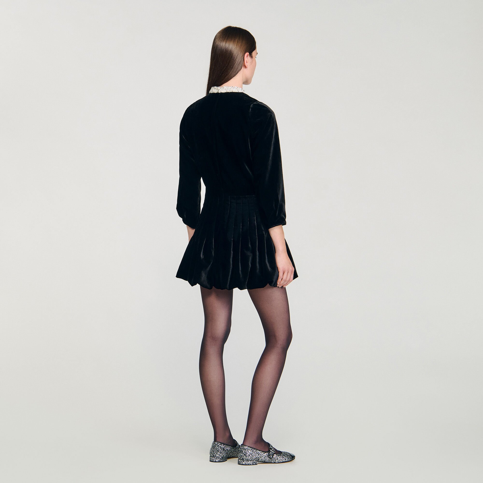 Beaded velvet short dress