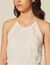 Long backless dress and lace trim