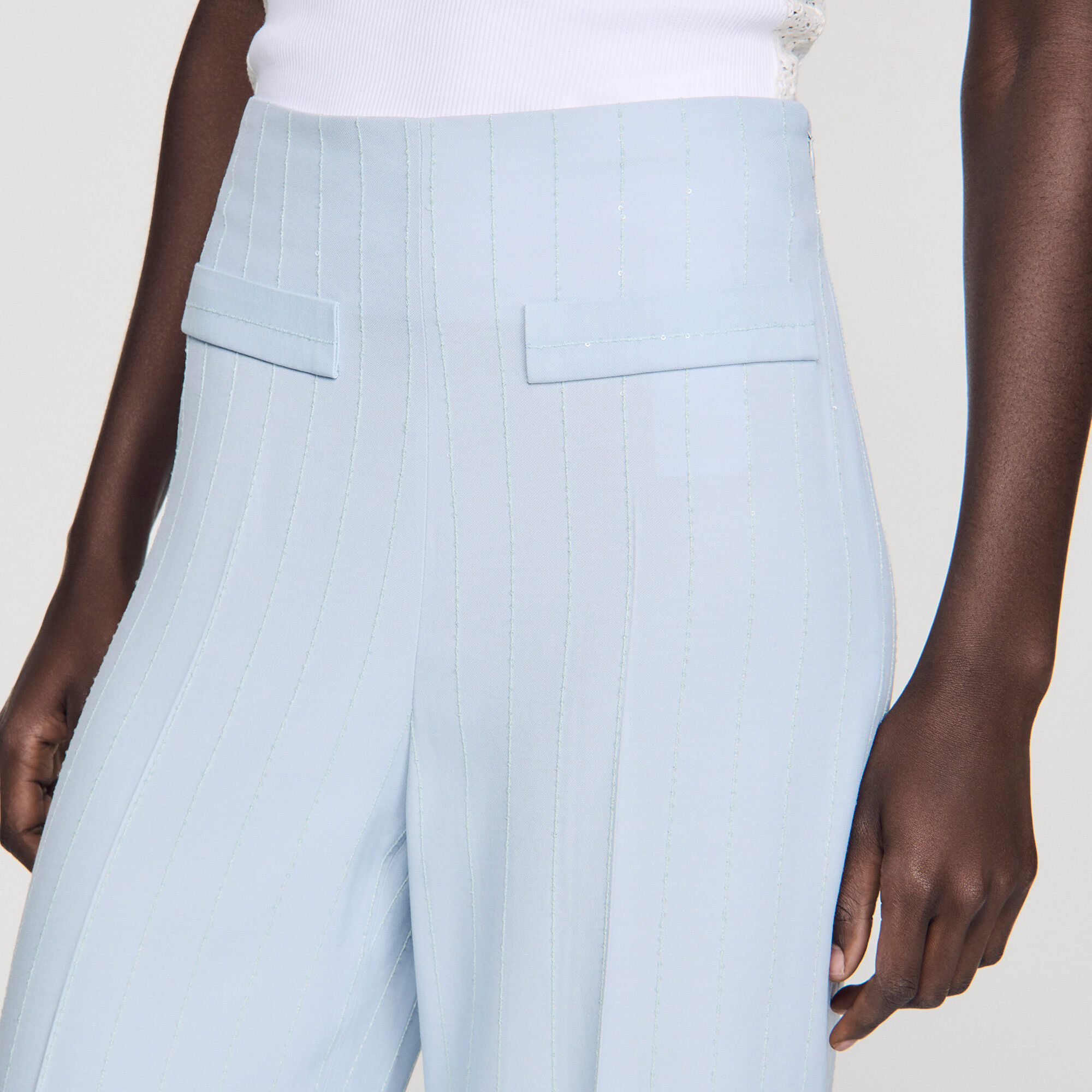 Striped sequin trousers