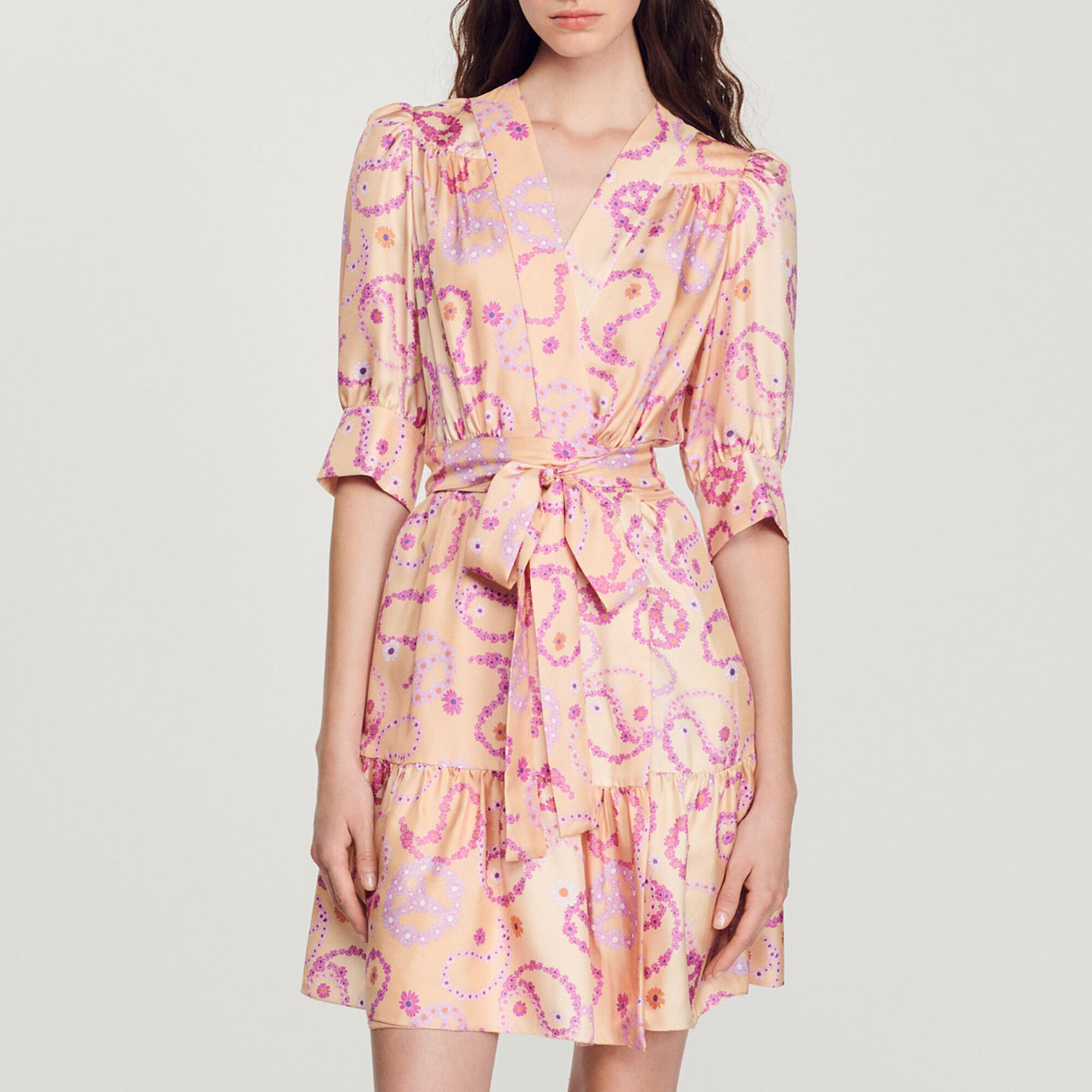 Silk dress with Peace & Love print