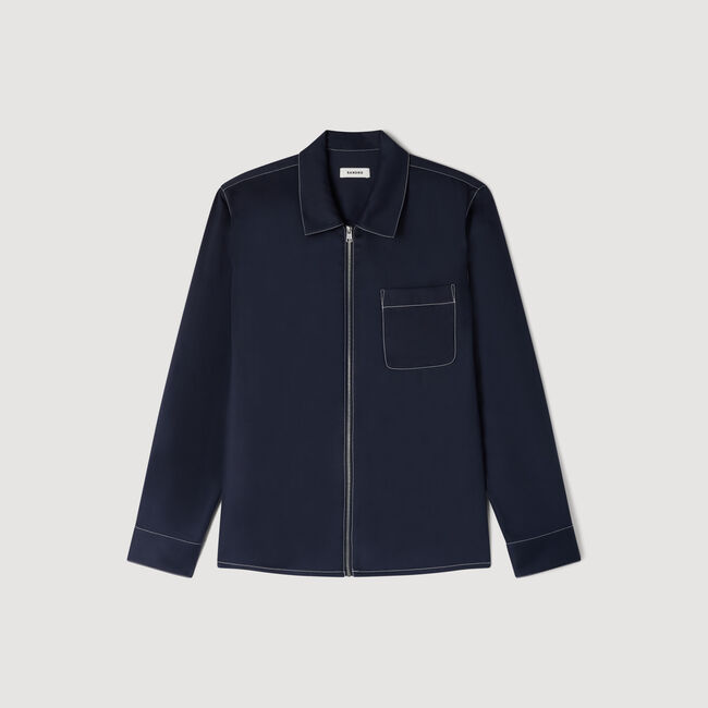 Loose-fit zip-up shirt