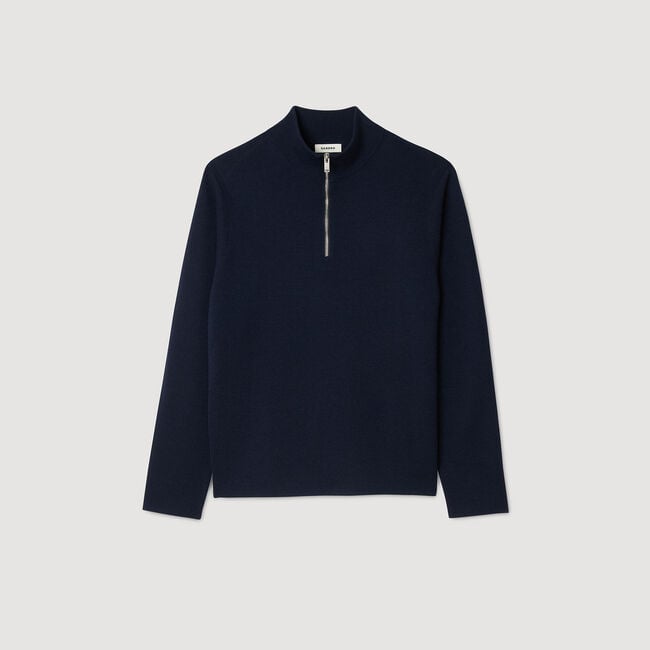 Wool jumper with zip collar
