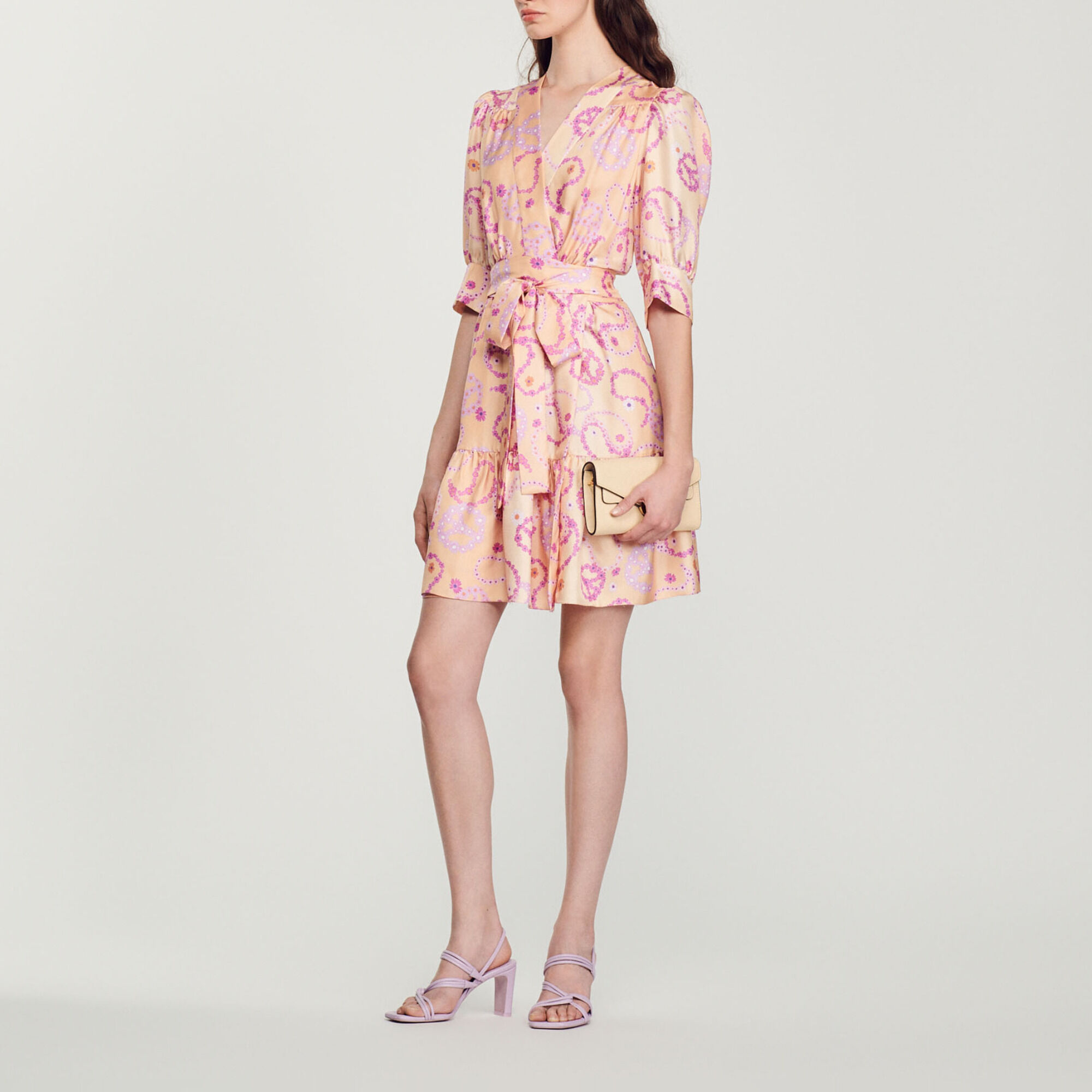Sandro short printed silk dress shop