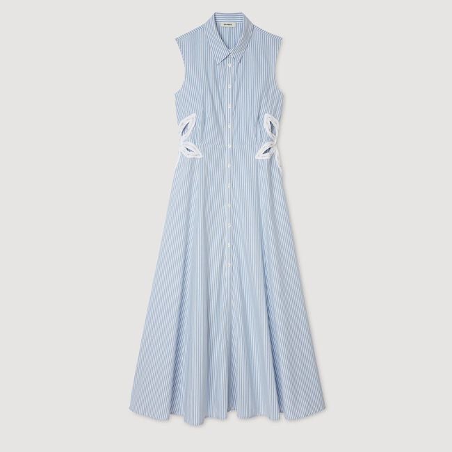 Stripy embroidered maxi dress