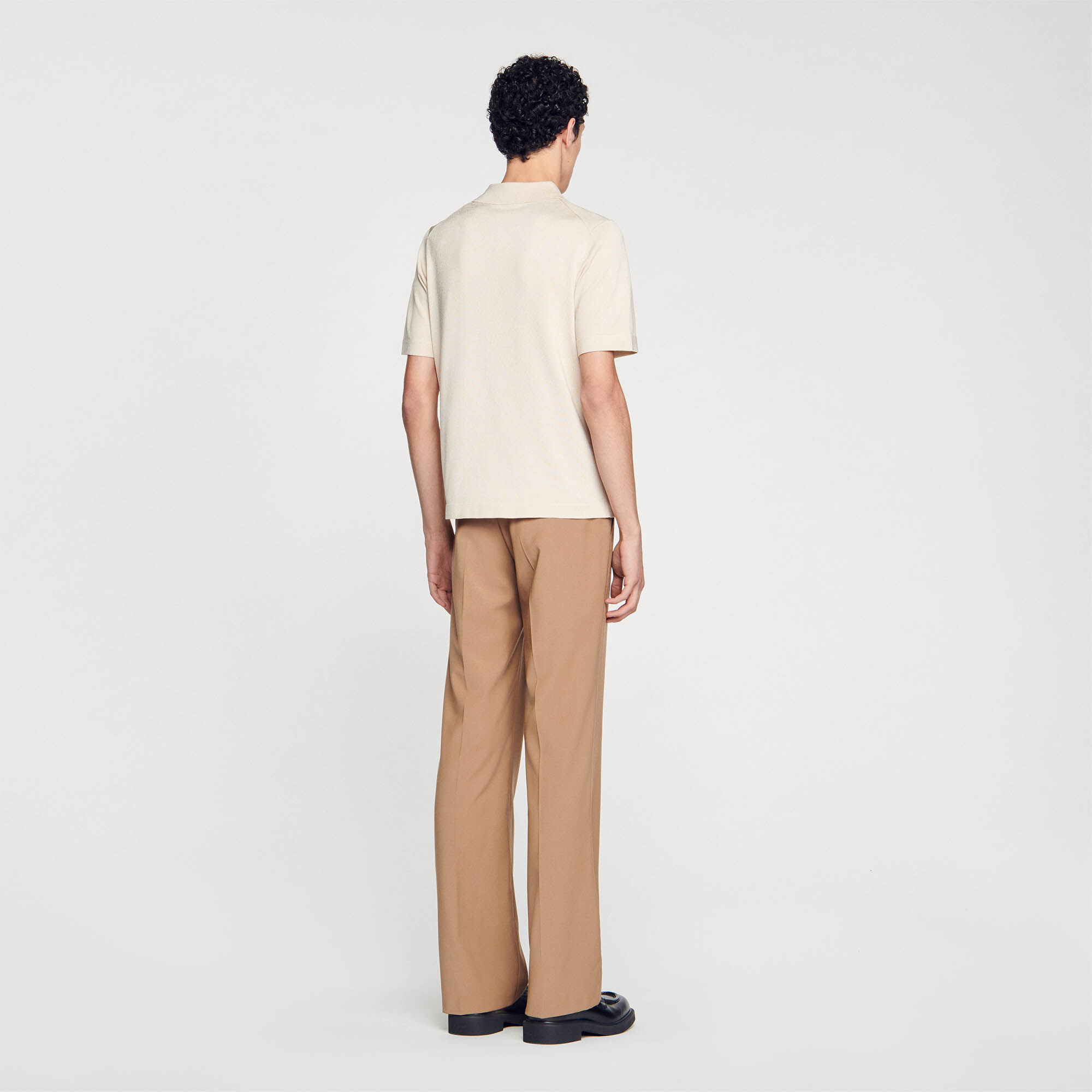 Knitted polo shirt with zip collar