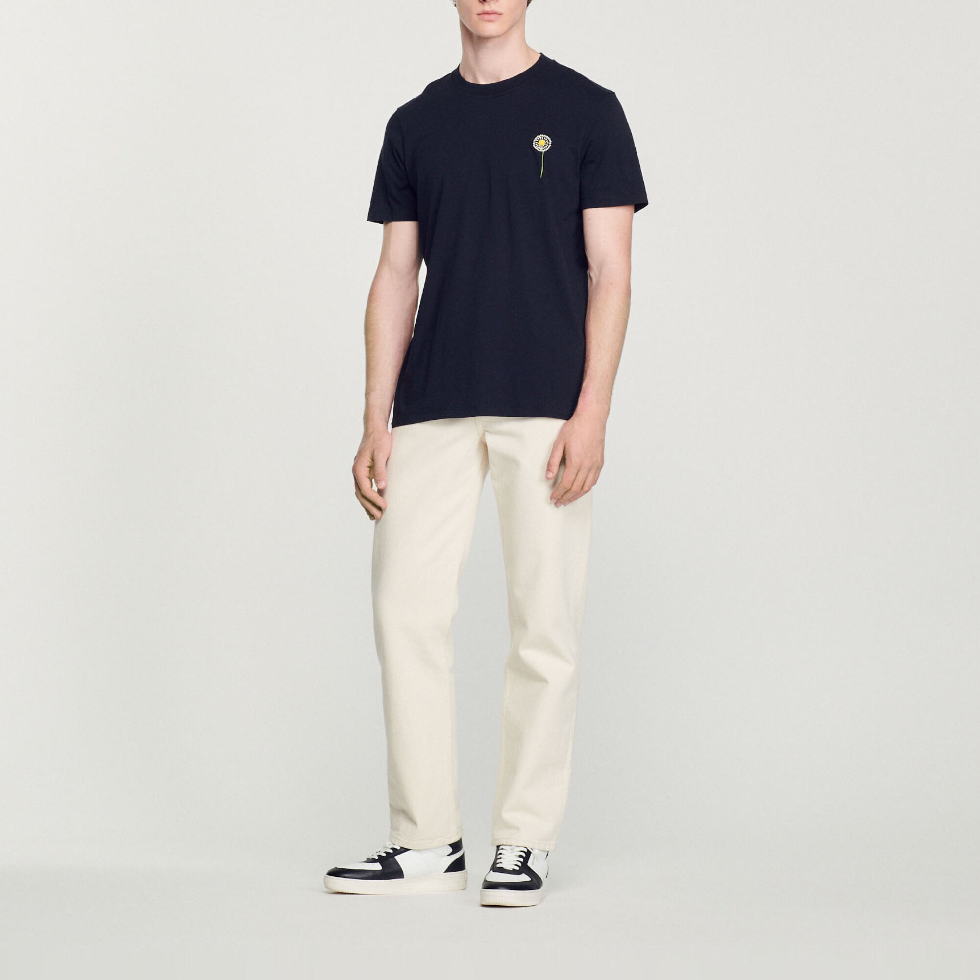 Cotton T-shirt with Dandelion embroidery