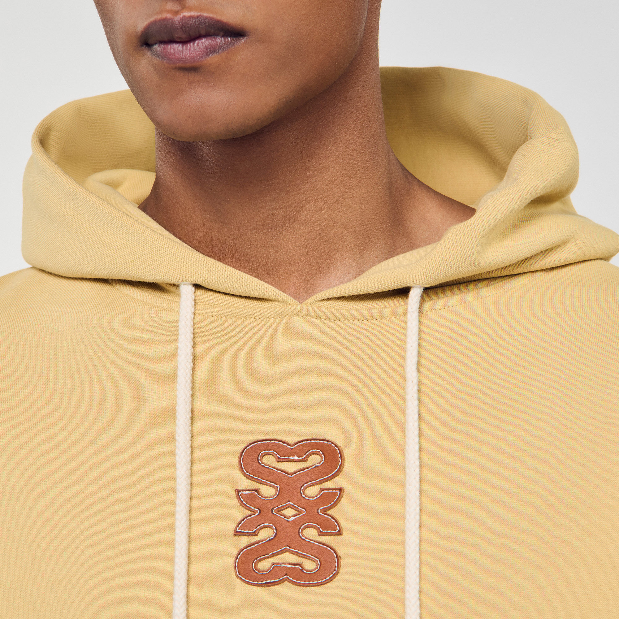 Leather patch sweatshirt