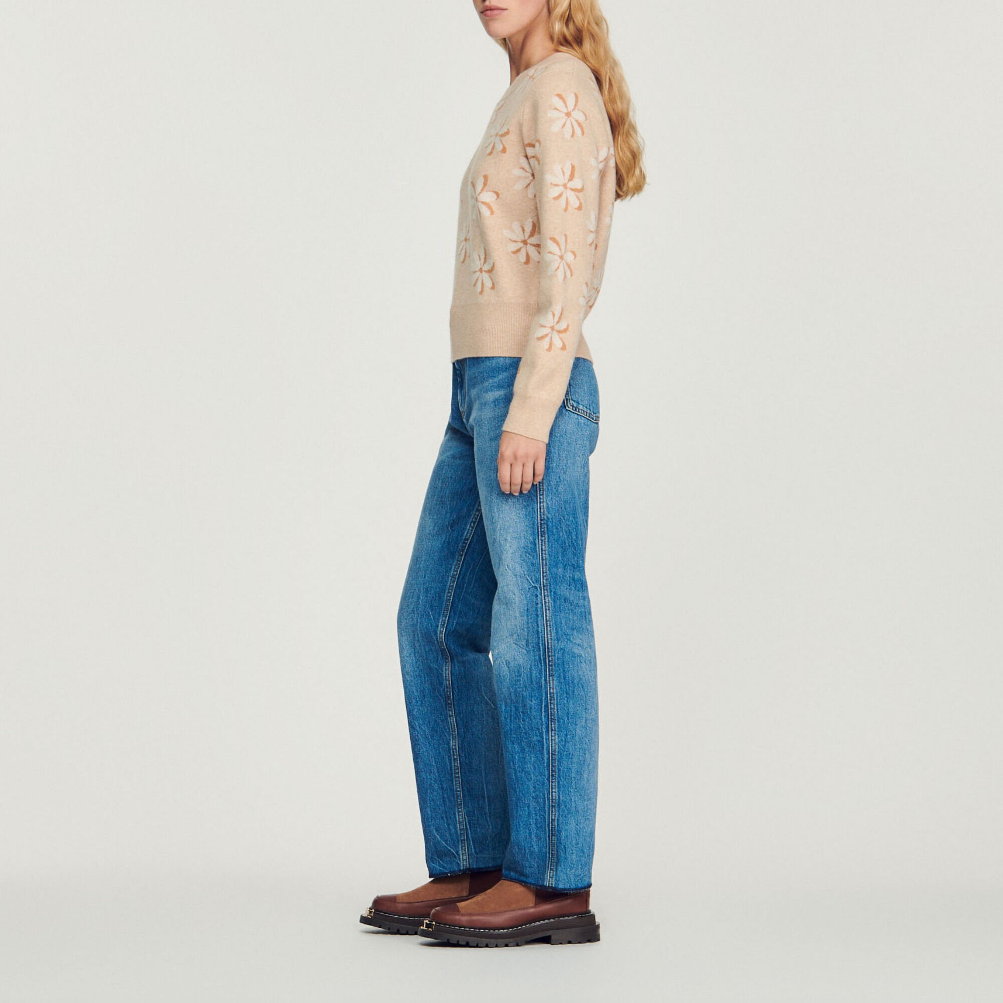 Floral jacquard knit sweater