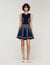 Scarf-print knit short dress