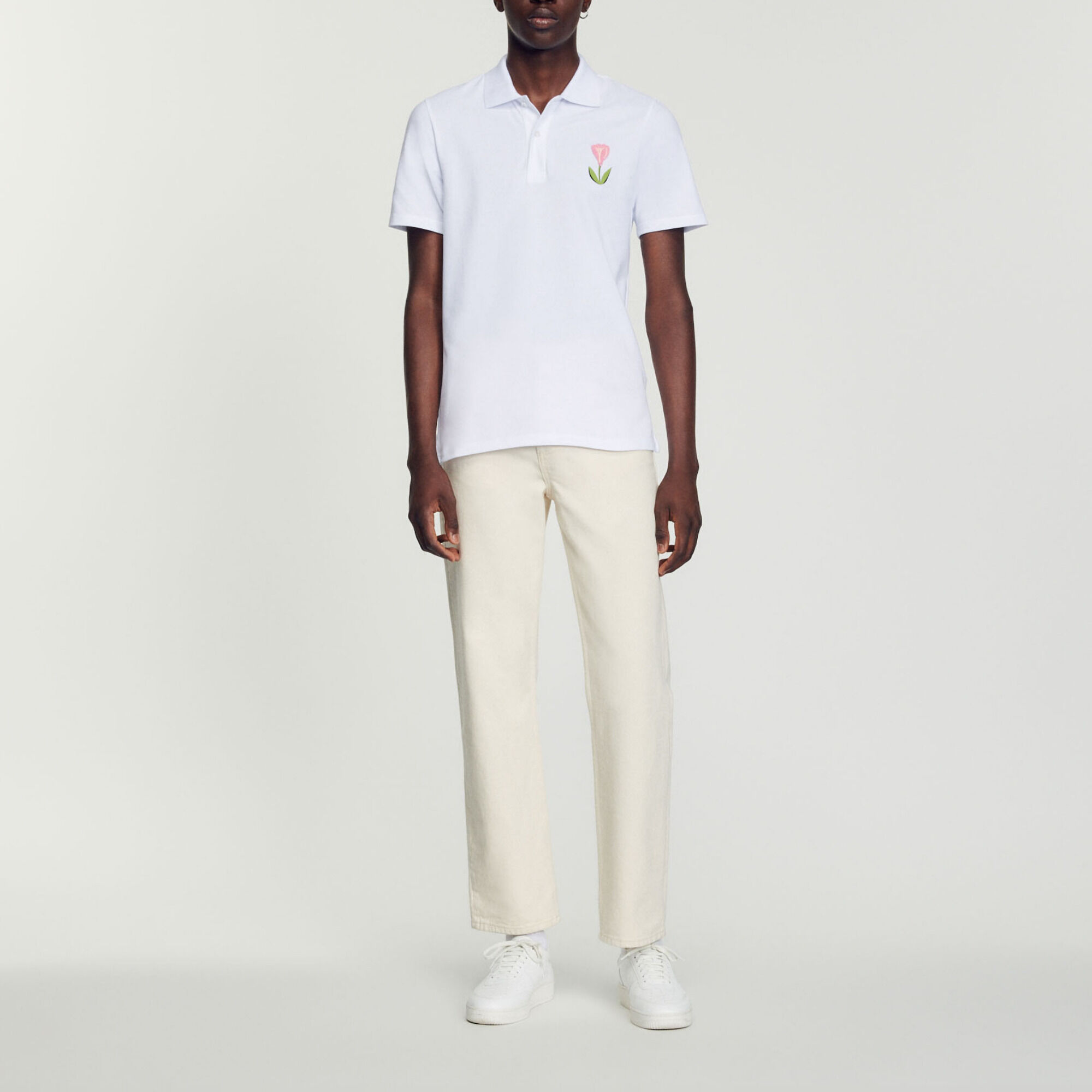 Embroidered tulip polo shirt