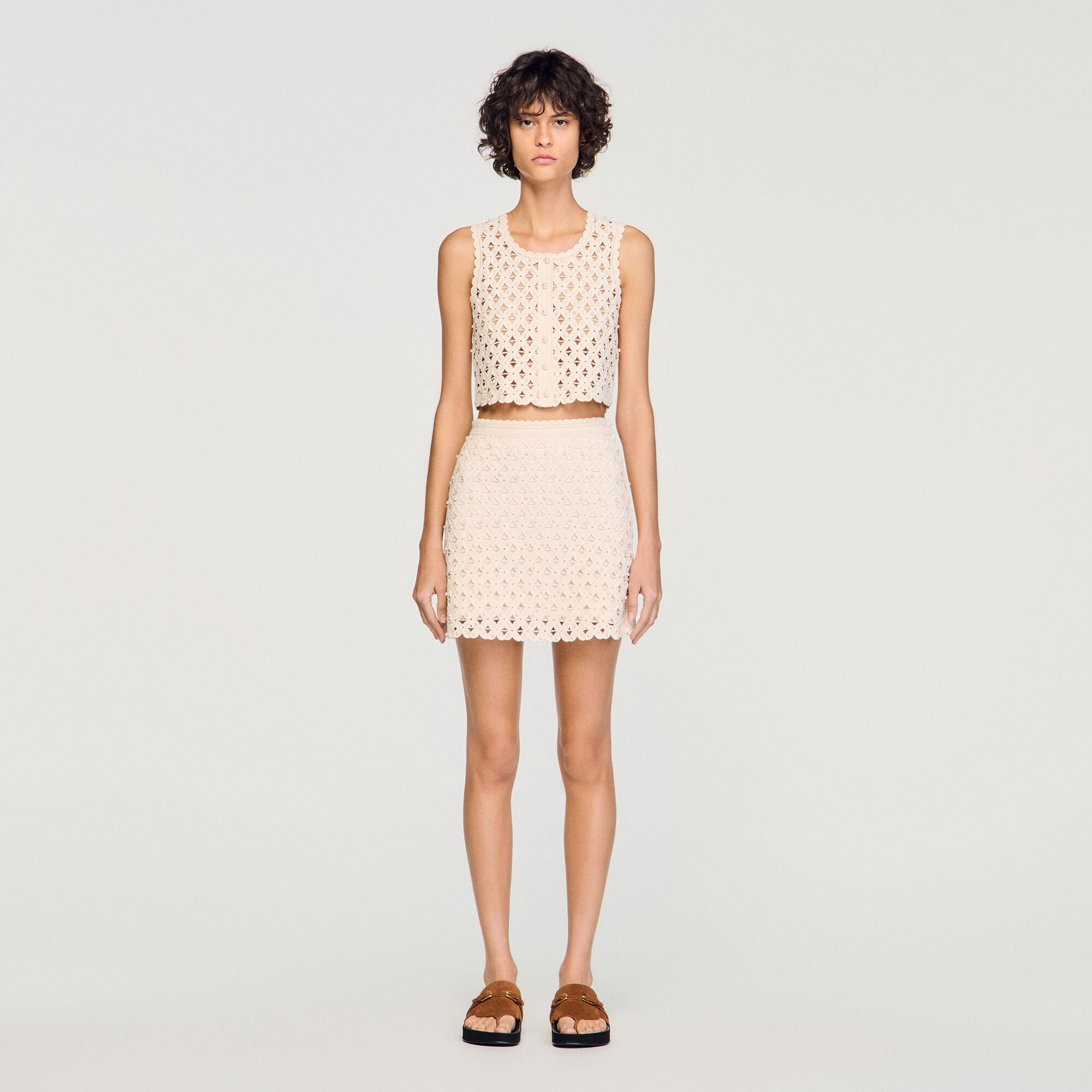 Short beaded crochet skirt