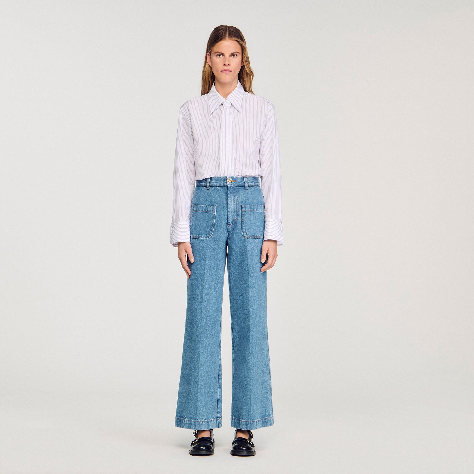 Wide-leg high-rise jeans